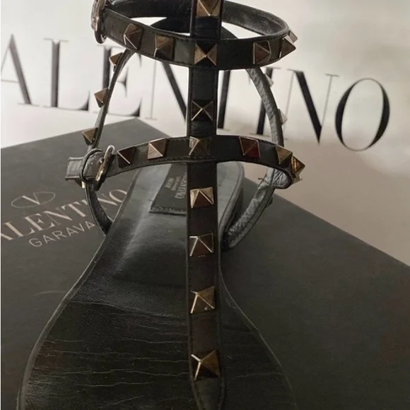 Valentino Noir Rockstud Gladiator Sandals
